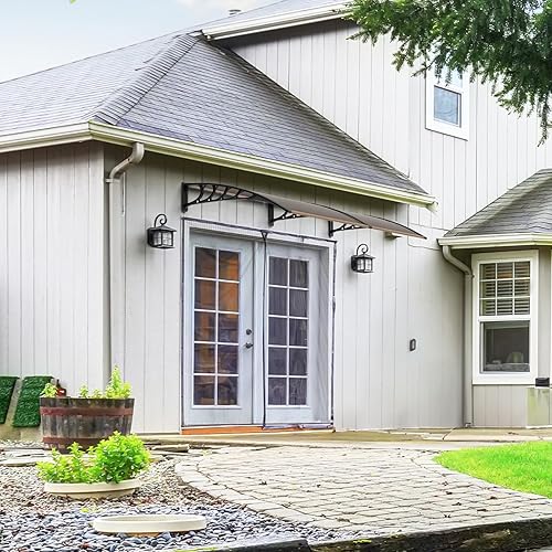 Miniatura 8 de VINGLI Toldo para ventana, toldo para puerta, 40 x 80 pulgadas, toldos para puertas, cubierta de policarbonato para puerta de patio, lluvia, nieve,