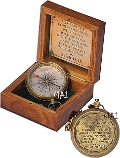 for I am The Lord, Your GOD -Isaiah 41:13 Quote Engraved Compass with Wooden Box, Camping Compass, Baptism Gift, Best Easter, Graduation Day, Religious Gifts, Christian Gift for Men, Catholic Gifts