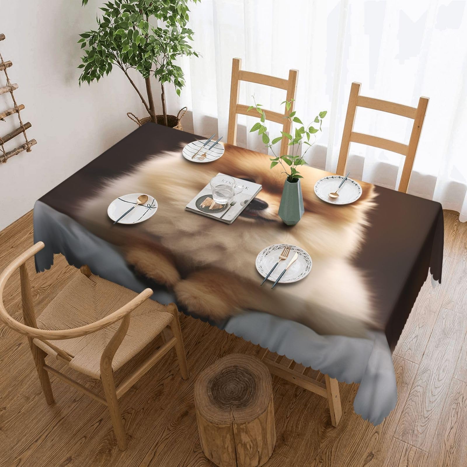 Nappe table à manger chien de Poméranie douce infroissable 137x183