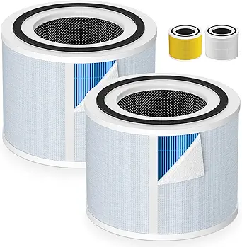 Core 300 Smoke Replacement Filter for LEVOIT Core 300/ Core 300S/ Core 300-P/Core 300S-P/Core P350 Air Purifi-ers, 3-IN-1 HEPA Filter, Compared to Part# Core 300-RF, Blue (2 Pack)