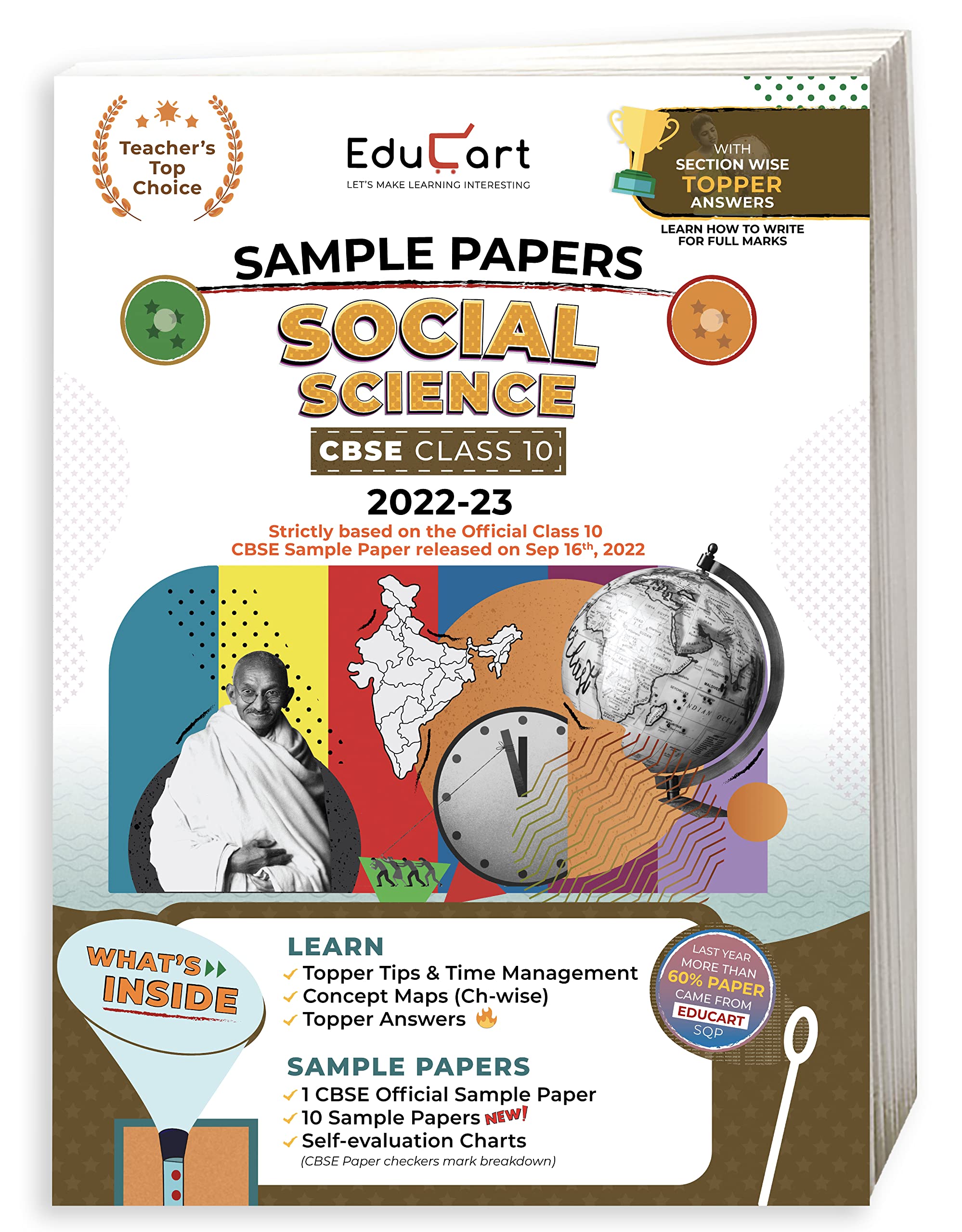 Educart CBSE Class 10 SOCIAL SCIENCE Sample Papers 2023 (With Exclusive Topper Answers and Marks breakdown 2022-23)