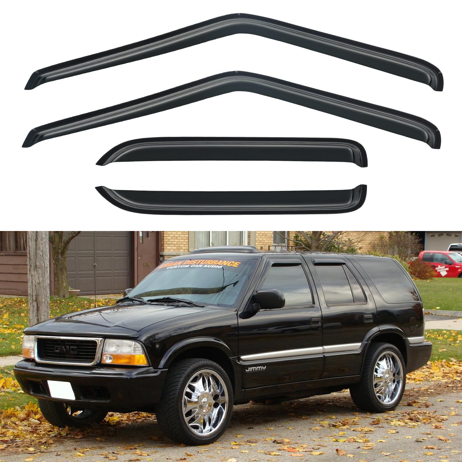 YQAUTEC Window Visors Rain Guards Shield 