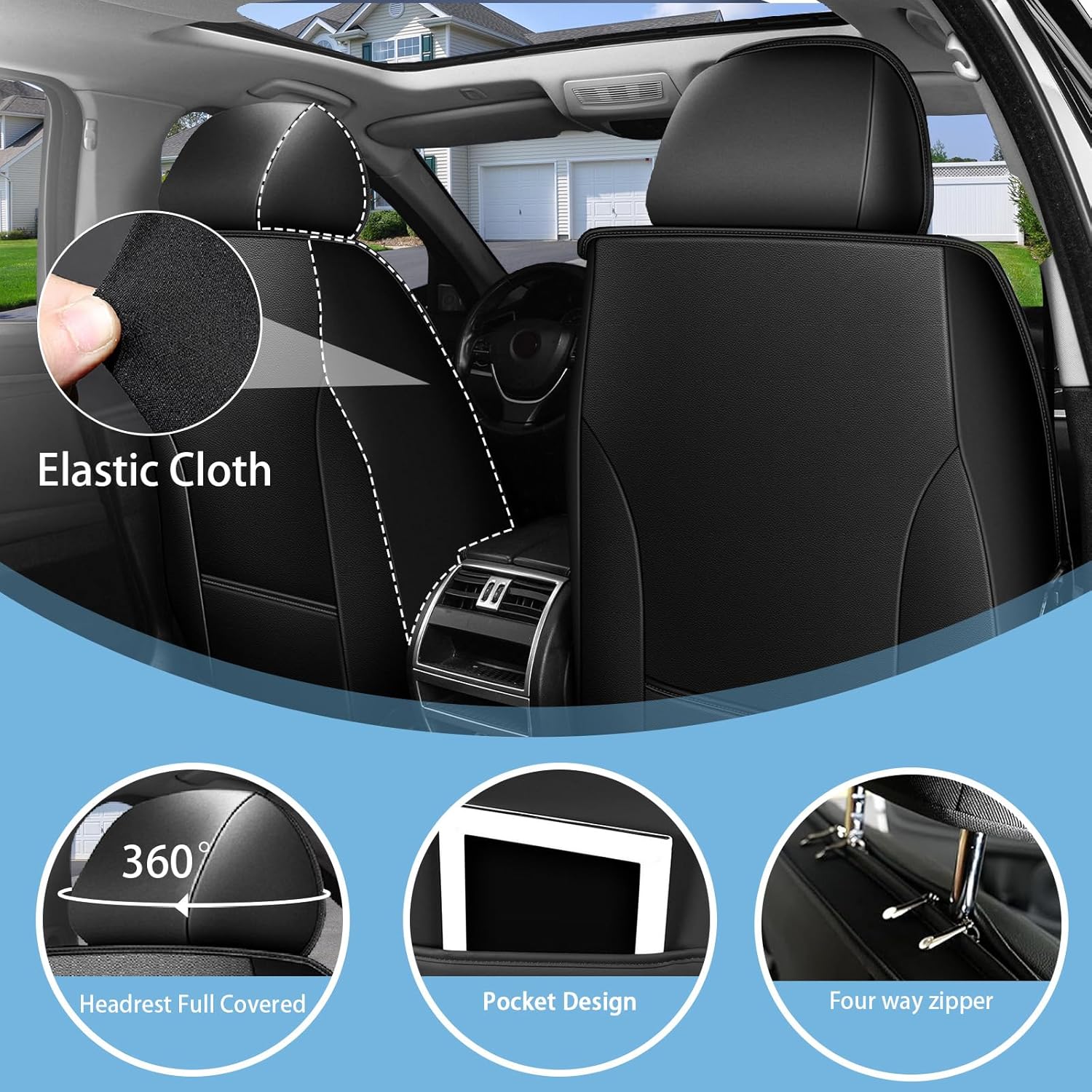 2 Front Seat Cover Fit for Chevrolet Chevy Trax 2024-2025 2026 | Waterproof Faux Leather Car Seat Covers Protector - Easy to Install Automotive Interior Accessories (2 Seats, Black Line)