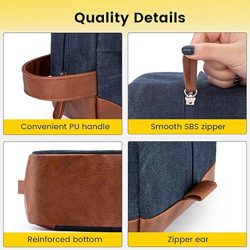 Miniatura 3 de Vorspack Neceser de viaje  Neceser colgante para hombre, resistente al agua, bolsa de afeitar de lona para viajes, Azul marino, M