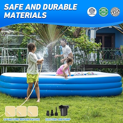 Miniatura 3 de Piscina familiar inflable con bomba  136 x 72 x 22 pulgadas para adultos y familia
