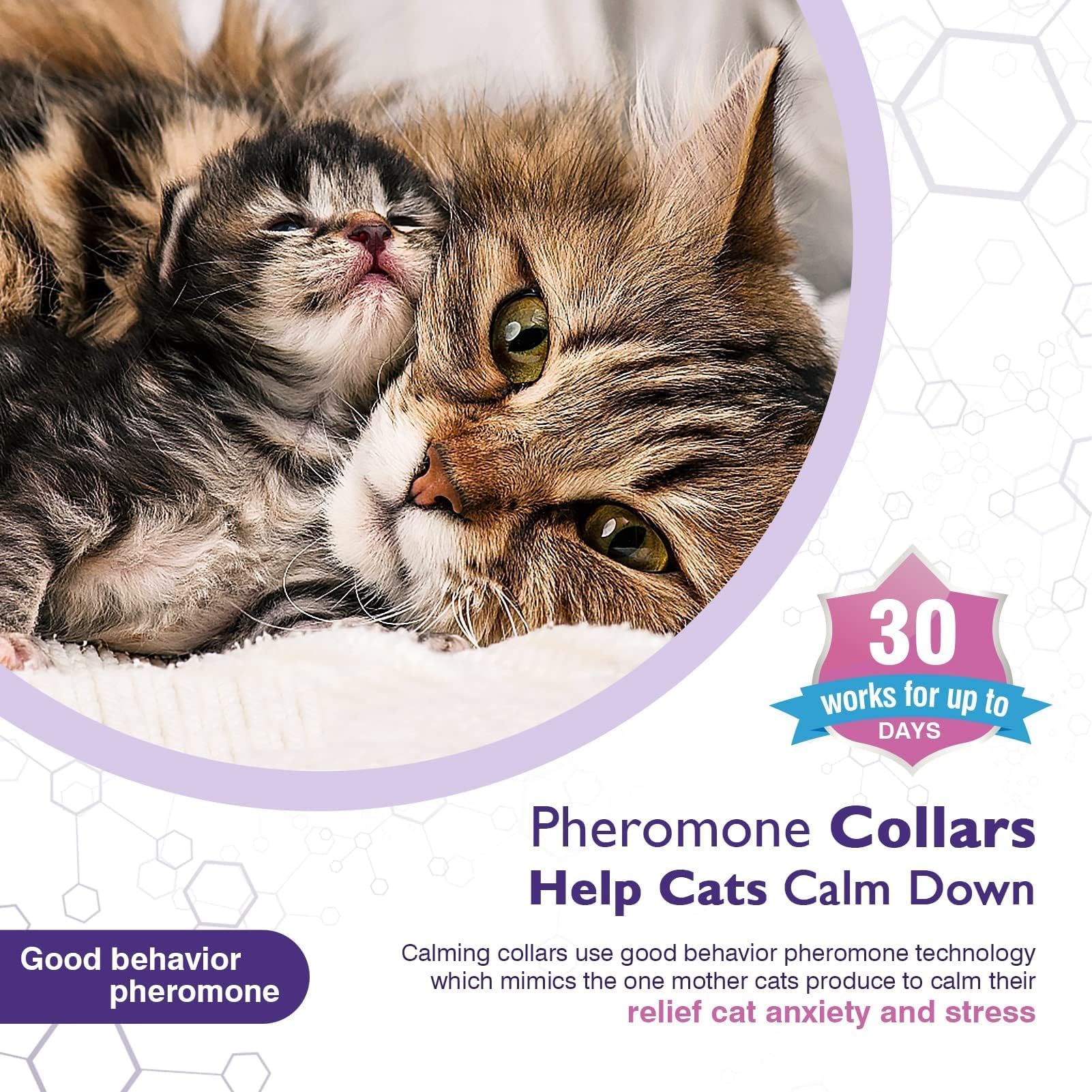 3 Pack Calming Collar for Pets, Cats and Kittens Pheromone Collar Efficient Relieve Reduce Anxiety Stress Calm Relaxing Comfortable Breakaway Collars Adjustable for Small, Medium Large Cat - image 3