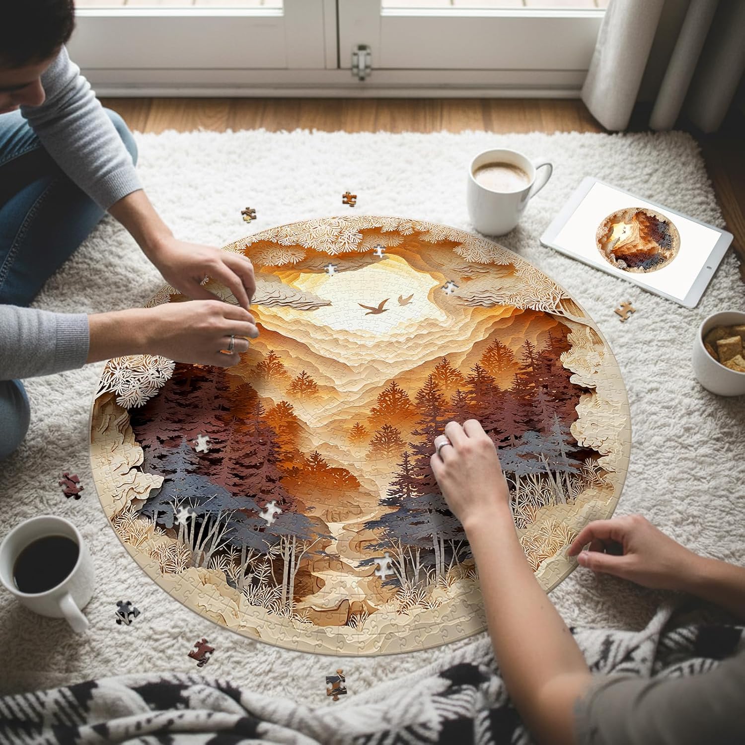 1000 Piece Puzzle for Adults - 3D Cave Forest Jigsaw Puzzles Paper-Cutting Art - Brain Teaser Adult Puzzles -Impossible Hard Difficult Challenging Puzzle- Christmas Birthday Gifts for Women/Men