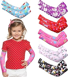 6 Pairs Elastic Eczema Sleeves for Kids Scratch Sleeves Toddler Itch Relief Soft Arm Leg Covers UV Protection(Mixed Cartoon)