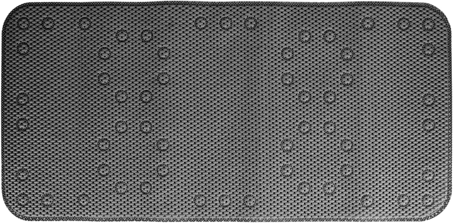 Home Expressions Deluxe Bathtub Mat Non Slip, Soft Foam Bath Mats for Bathroom Tub, Bathtub Mat with Drain Holes, Suction Cups- 36” X 17” (Dark Grey)