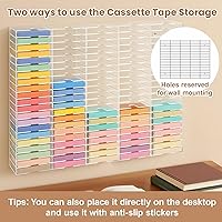 Vista 4 de 100 ranuras de acrílico transparente para almacenamiento de cinta de casete fácil clasificación y organización de cintas de casete, almohadillas