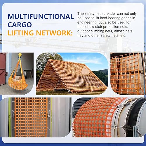 Miniatura 3 de Correas de elevación de seguridad, red de elevación plana de nailon, redes de elevación de carga de 3.3 x 3.3 pies, capacidad de carga de 1100