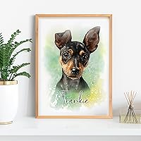 Dotride Custom Watercolor Pet Portrait from Photo | Personalized Dog Painting on Canvas/Paper Frame | Made in USA Gift