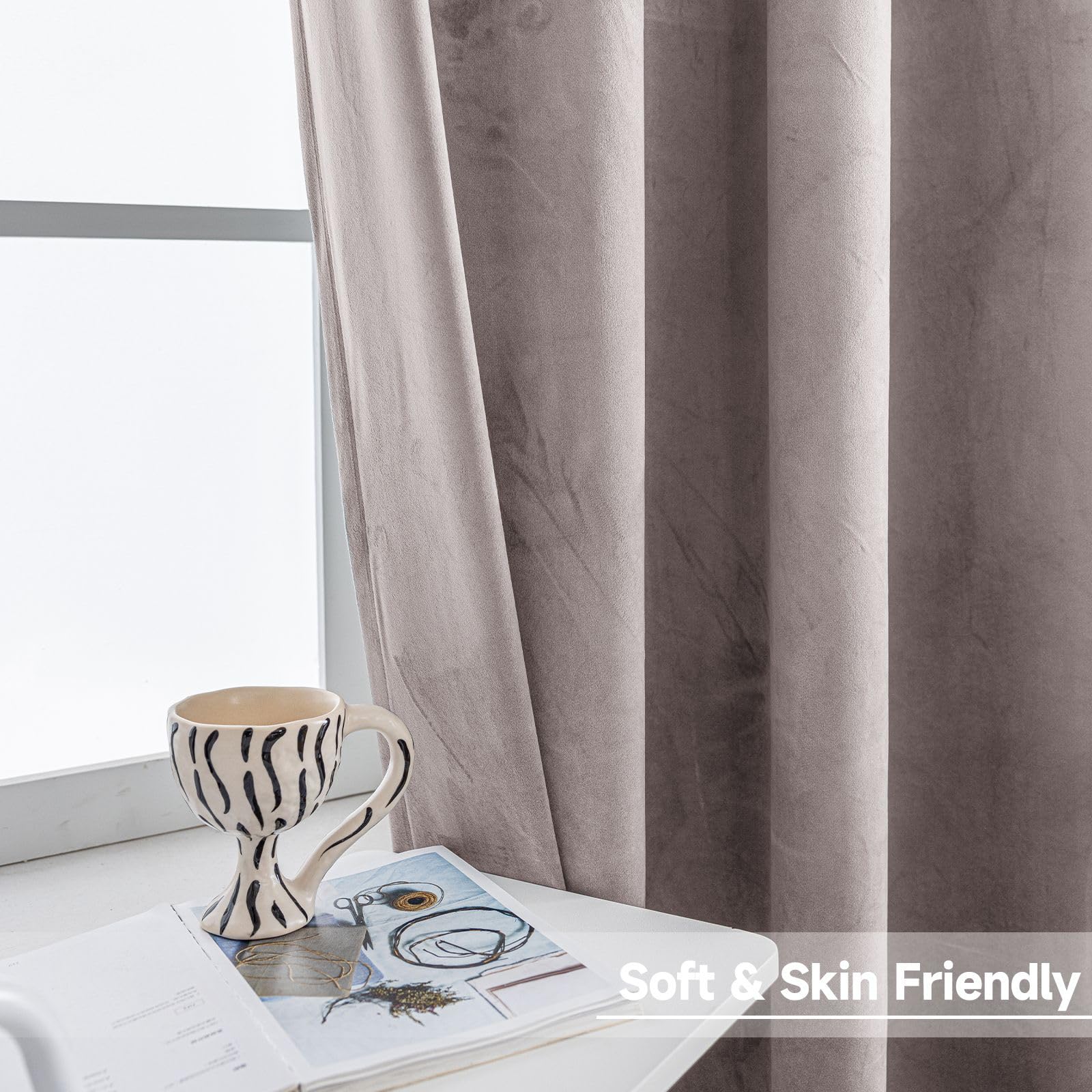 Ystyle 2 Piece Velvet Interior Curtains, 140 x 245 cm, Blackout Curtains Bedroom Modern with Eyelets - Image 4