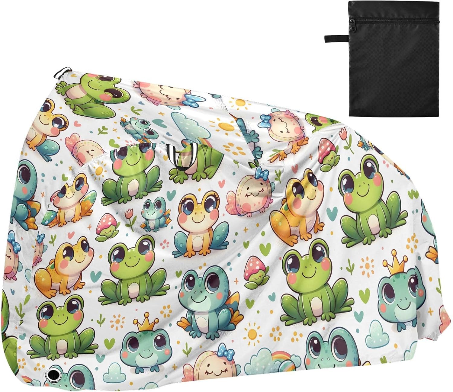 ALAZA Cartoon Frog Cute Animal Bike Cover Waterproof Outdoor Ebike Bicycle Covers Tarp Protection for 1/2 Bikes, Sun UV Dust Wind Proof