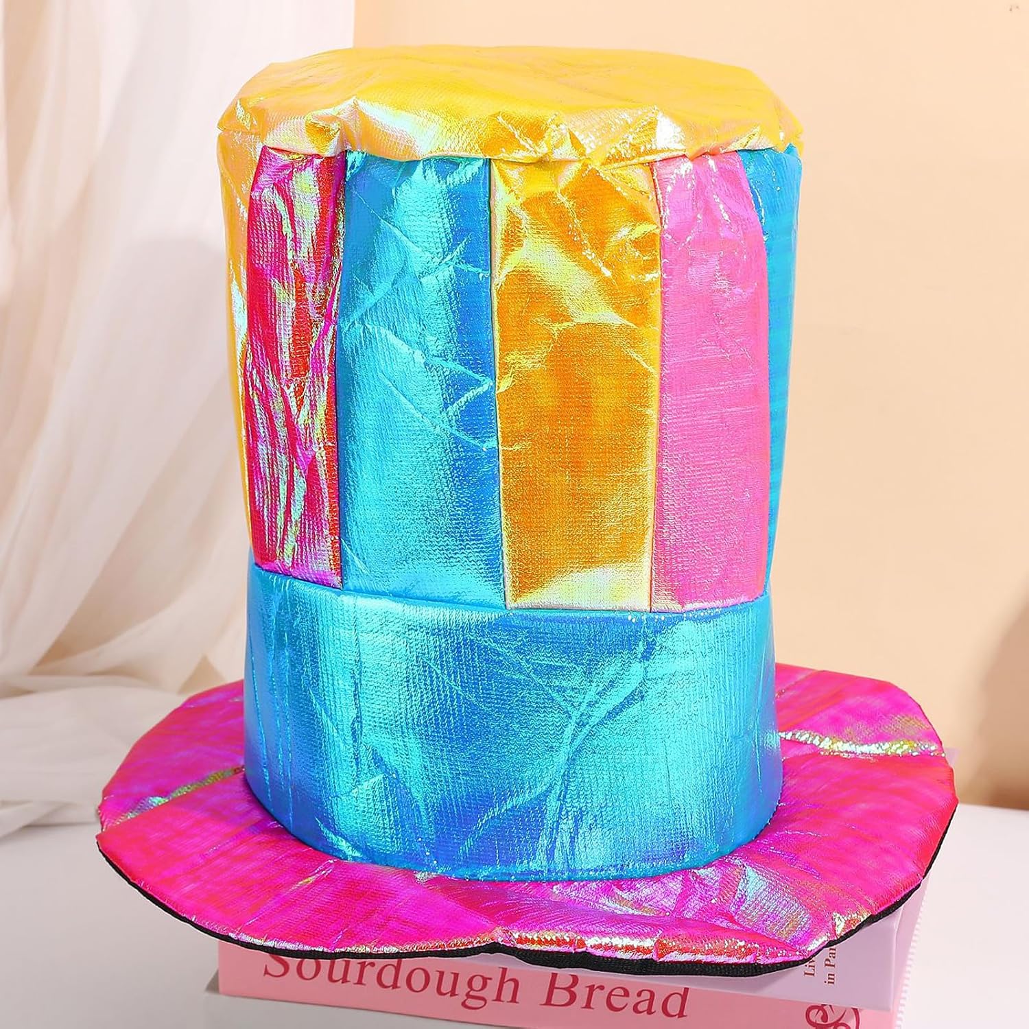 CBLUO Halloween Clown Top Hat Rainbow Jester Cap Headpiece Women Men Circus Party Hat for Christmas Xmas Masquerade Carnival Parade Mardi Gras Holiday Festival Cosplay Dress Up Birthday Party Supplies