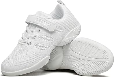 BAXINIER Girls White Cheerleading Dance Shoes | Breathable Youth Cheer Competition Sneakers Athletic Training Tennis Shoes
