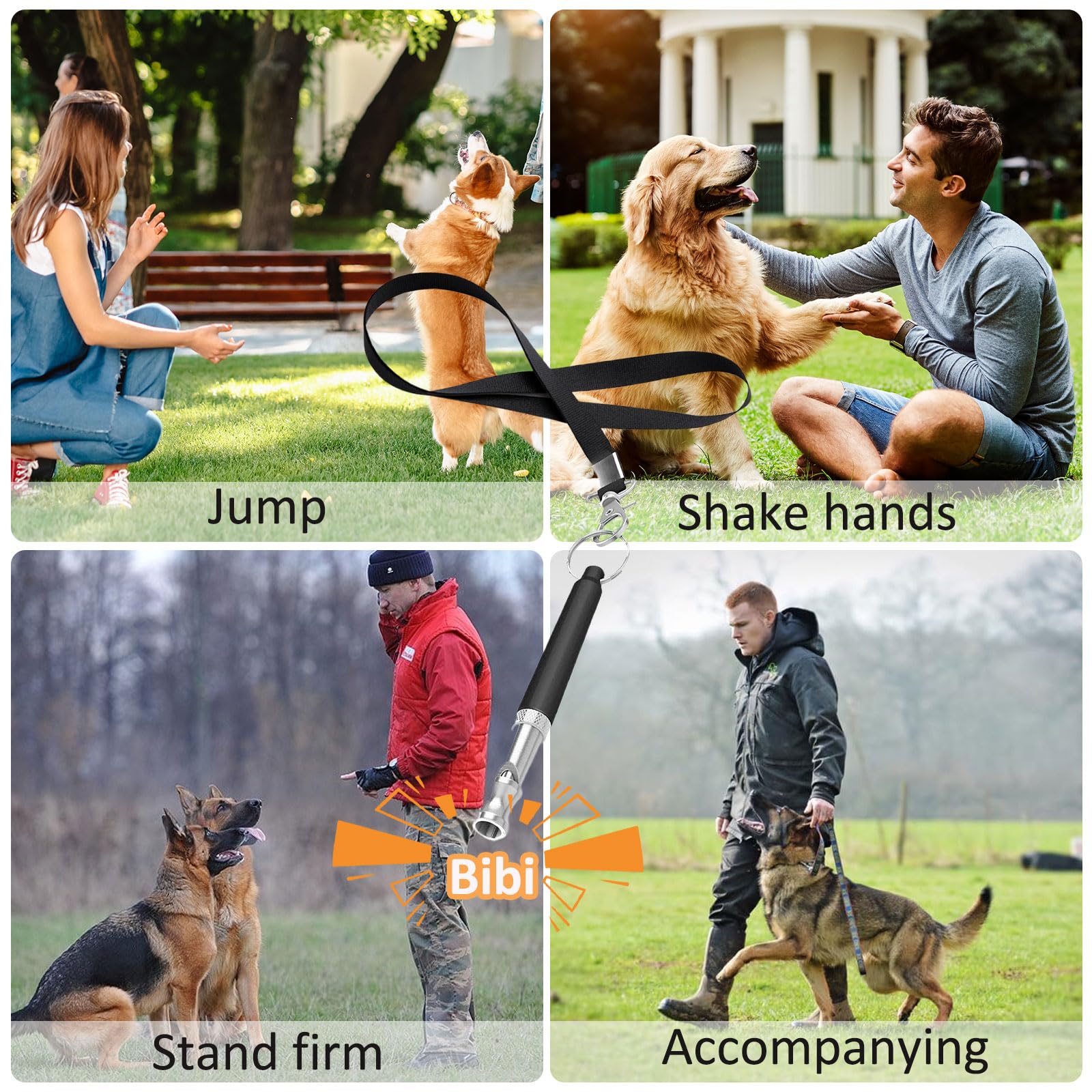 Sifflet pour chien à haute fréquence silencieux - Accessoire anti-aboiement ultrasonique avec cordon - Sifflet réglable pour toutes les races - Noir