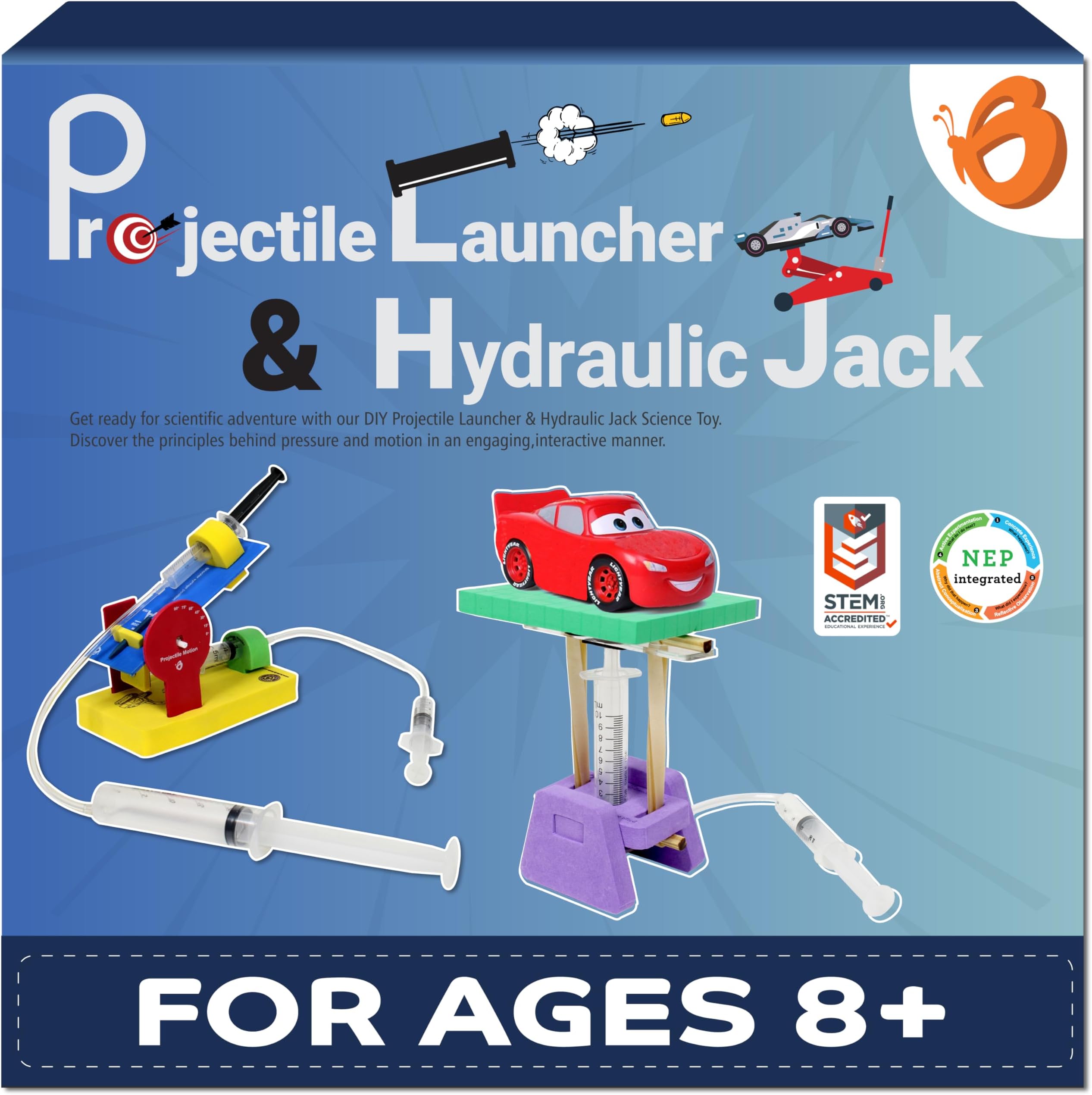 ButterflyEduFields Hydraulic Shooter STEM Toy for 8 to 12 Year Old Boys Girls | Build a Sniper Gun Resembling Toy | Made in India Science Experiment Project DIY Kit for Kids