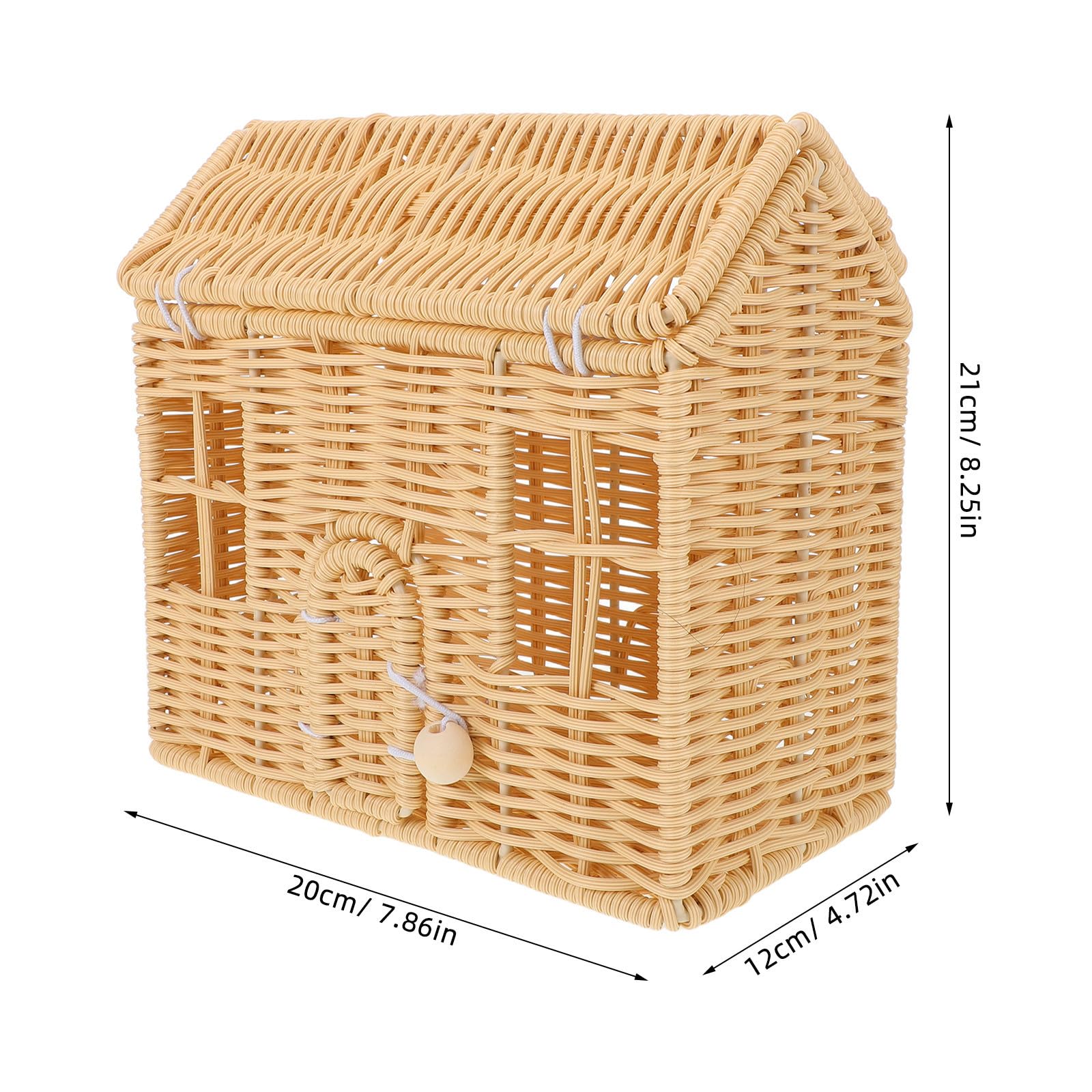 Cesta de Dulces Navideños de Plástico con Forma de Casa Beige, Tejida a Mano para Almacenamiento y Regalos en Ocasiones Festivas