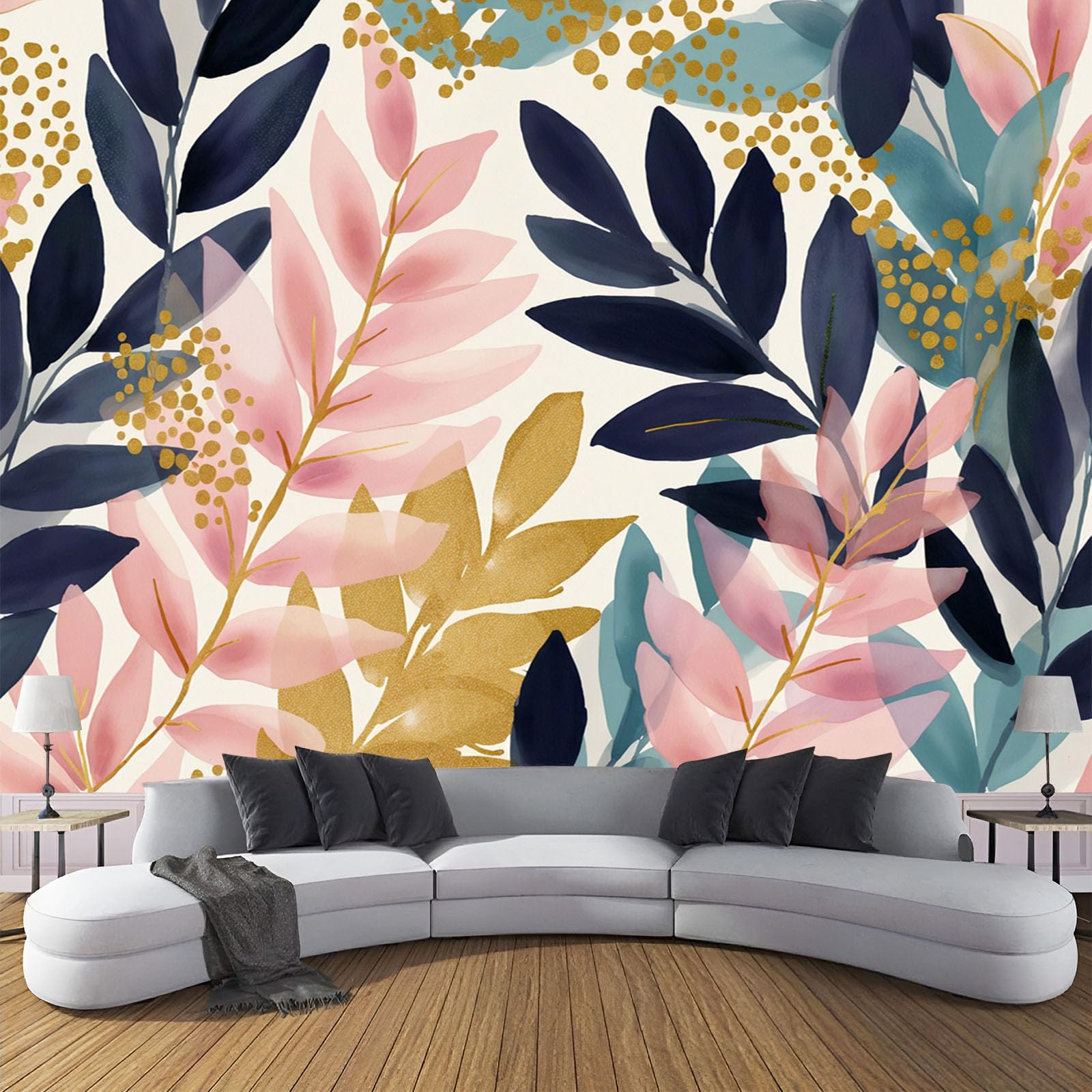 Papier peint panoramique aquarelle plantes poster mural 3D salon 400x280