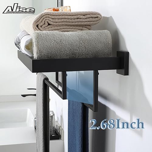 Miniatura 7 de Alise Toallero, toallero con barras de toalla dobles para baño y lavabo, 16 pulgadas, acero inoxidable SUS 304, soporte de torre de montaje en