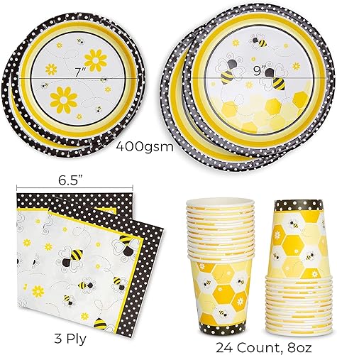 Miniatura 4 de Royal Bluebonnet Decoraciones de abejas para fiestas juego de 24 decoraciones de baby shower, suministros de fiesta de revelación de género de