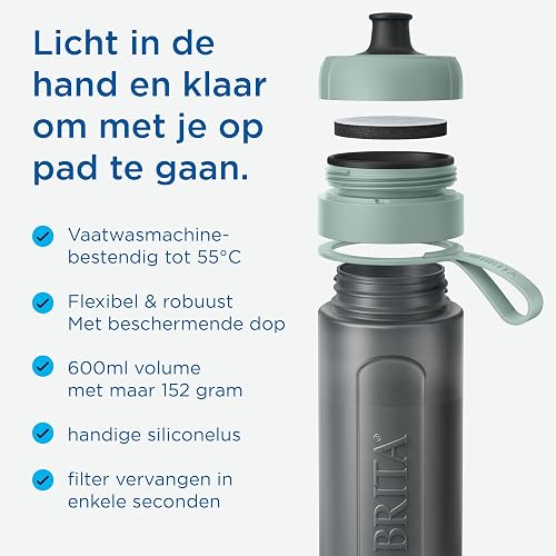 BRITA Borraccia filtrante Attivo Blu Scuro (0,6 L) riduce Cloro, Particelle Belle ≥ 15 µm, Alcuni pesticidi, erbicidi e ormoni. Conserva I minerali come Calcio e Magnesio - 4
