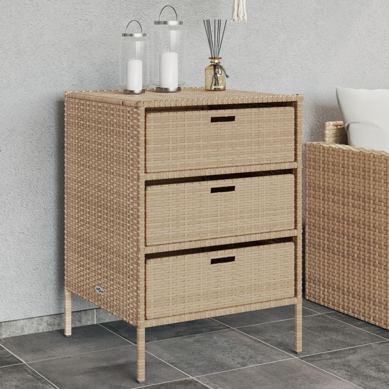 ZEYUAN Armario de almacenaje de jardín ratán PE Beige 55x59x80 cm, Armario Exterior Escobero, Mueble Exterior Almacenaje, Armario Exterior Jardin, Muebles Jardin Exterior - 365554