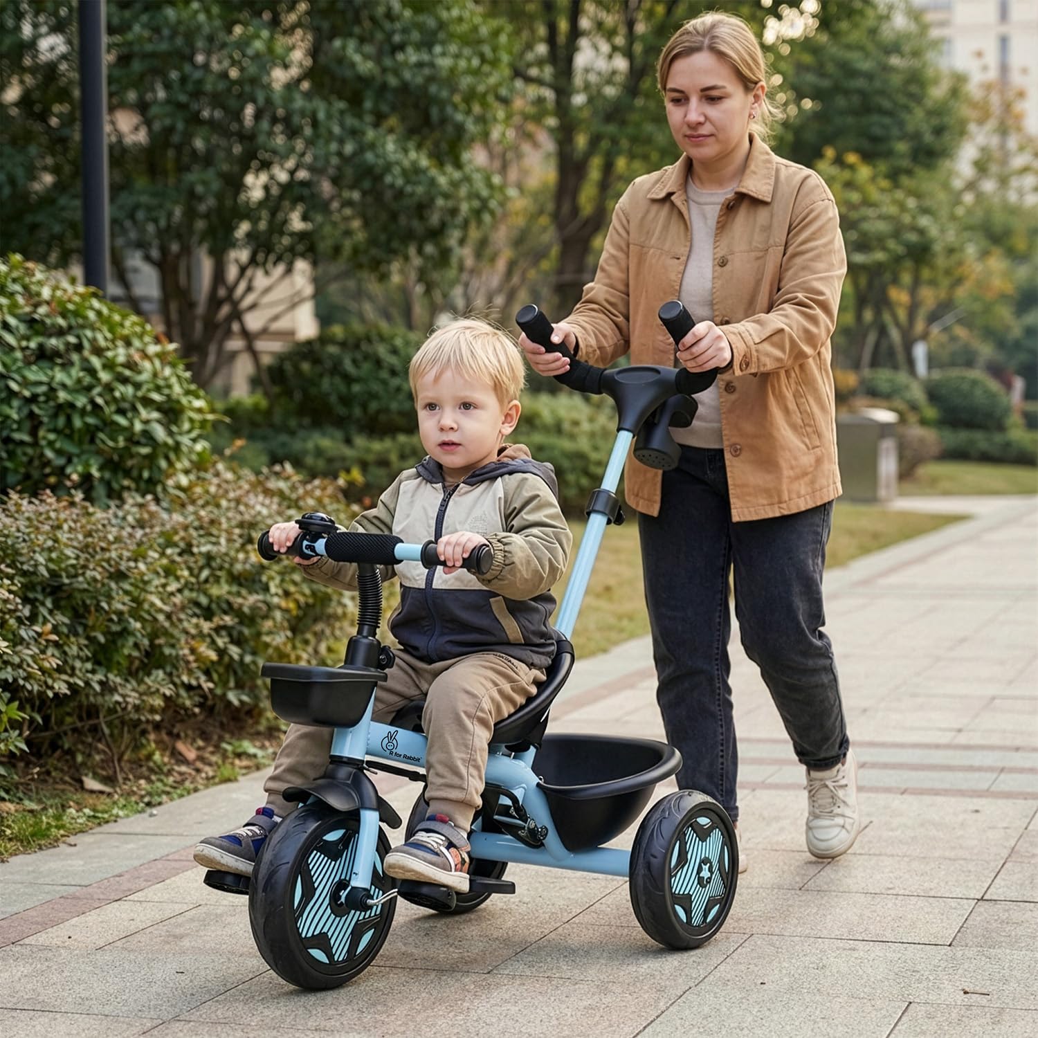 R for Rabbit Tiny Toes R20 Ace Tricycle for Kids with Parental Control, Premium EVA Wheels, Seat Belt & Bell and Storage Basket | Baby Trike Cycle for 2 to 5 Year, Upto 25 Kg Boy/Girl (Sky Blue)-image-22