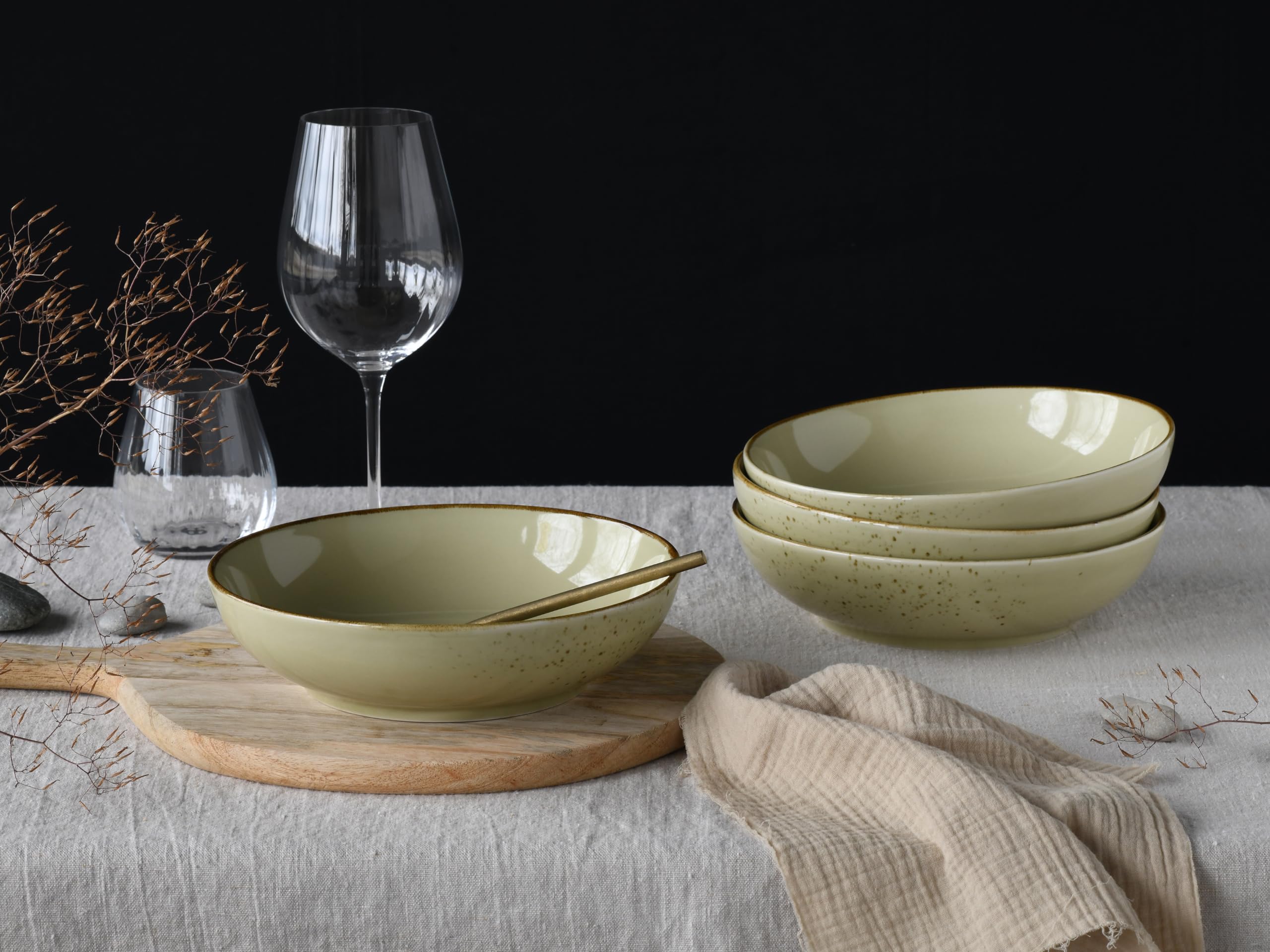Creatable, Serie Nature Collection, Bowl-Set aus Steinzeug, spülmaschinen- und mikrowellengeeignet, Qualitätsproduktion (Earth, Poke Bowl 4 teilig)