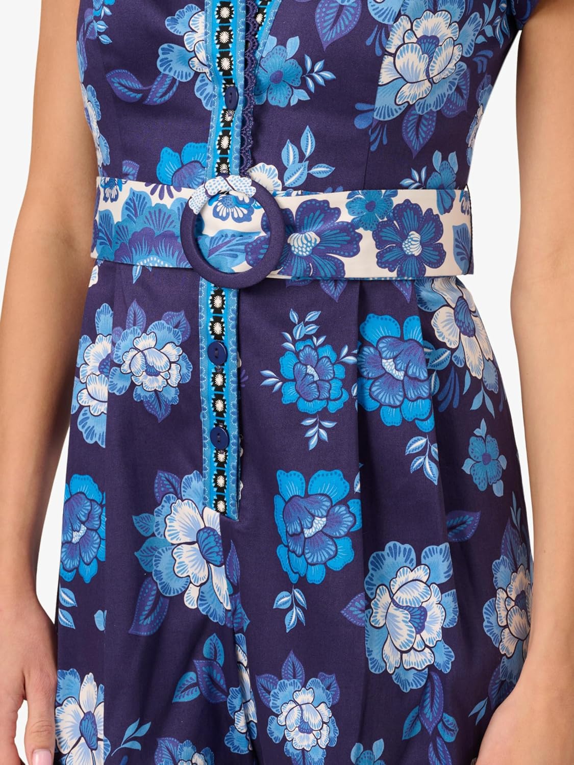 Adrianna Papell Bishop Sleeve Button Front Floral Romper - Image 6