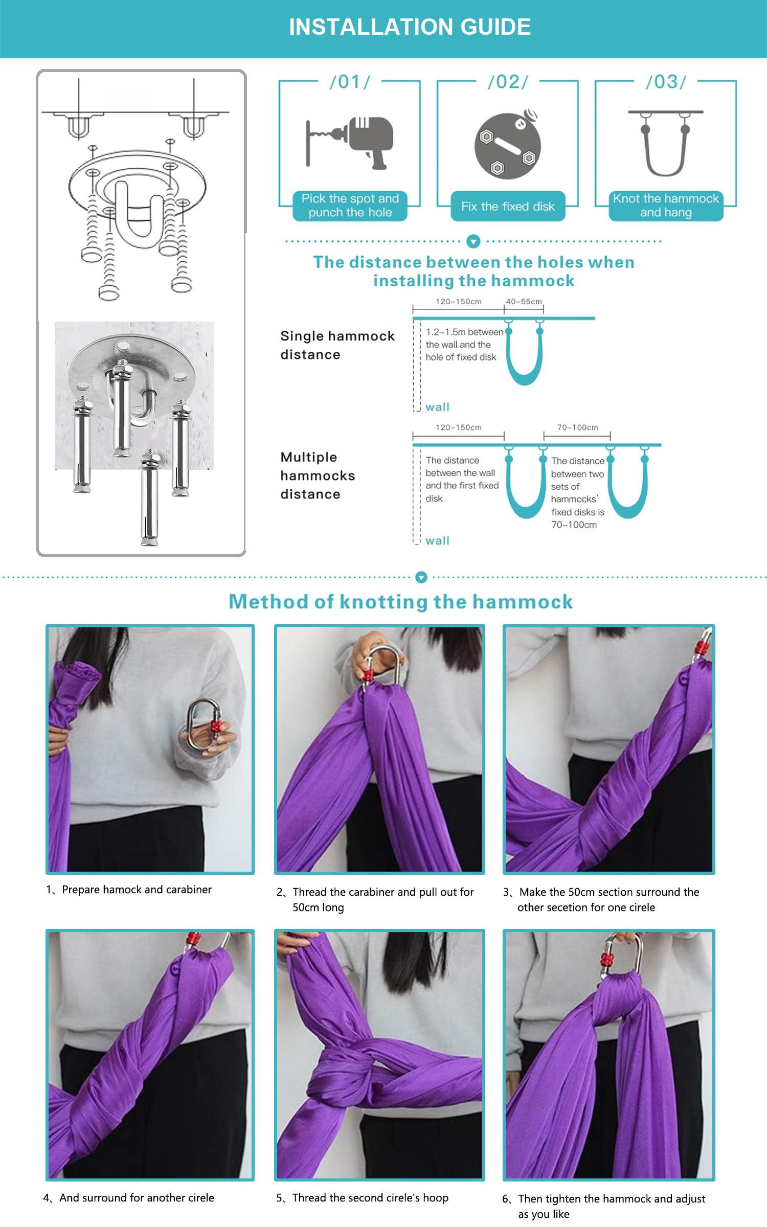 Kit de Yoga pour Adultes, Accessoires de Yoga, Charge de 500 kg, Matériel D'installation Complet Inclus