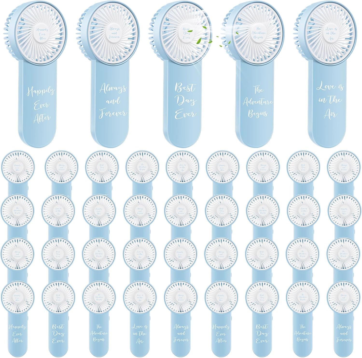 24 Pack Mini Wedding Fans for Guests Bulk, Battery Operated Handheld Fans, Love is in the Air Wedding Favors Souvenirs, Gifts for Guests Summer Outdoor Bridal Showers (White,Gold)