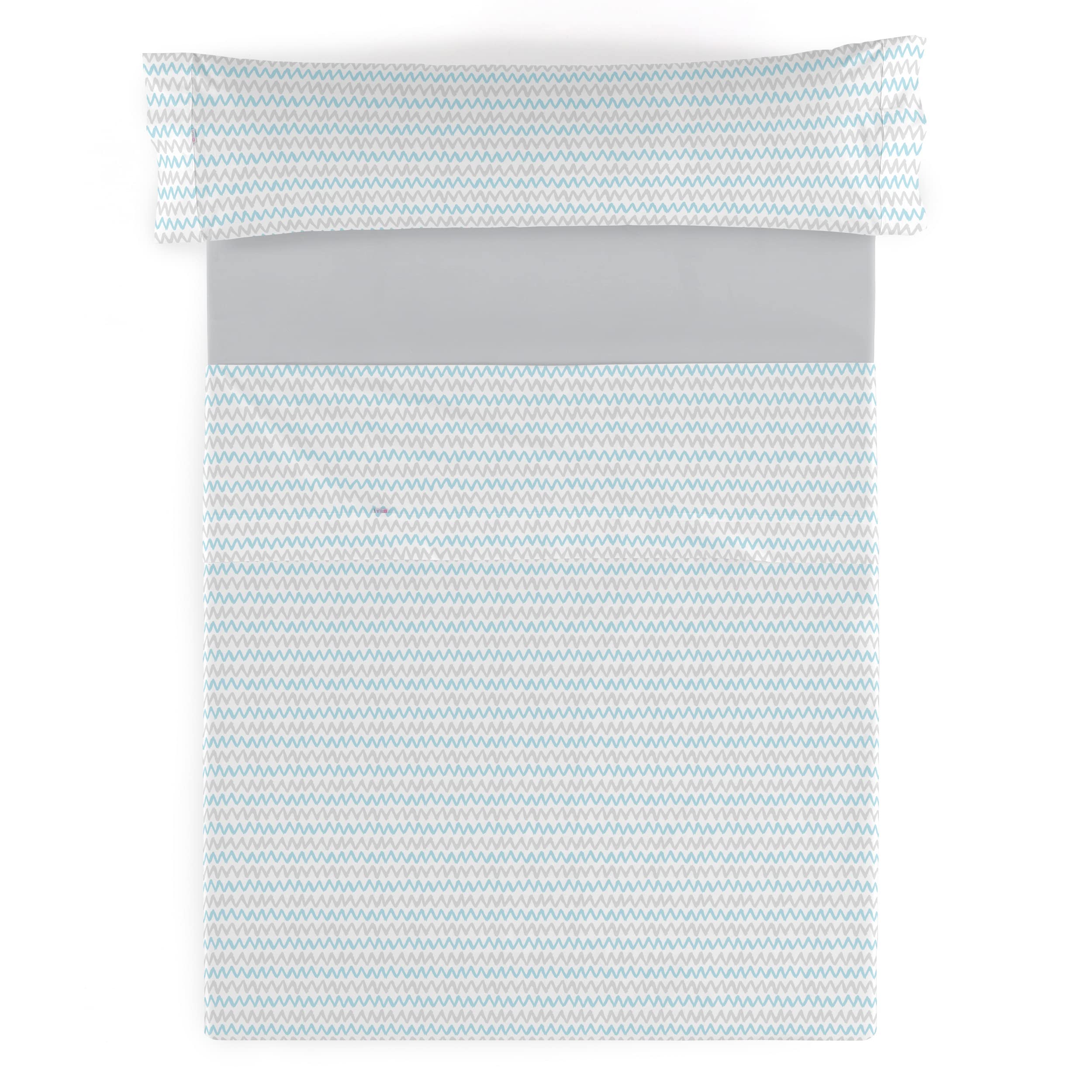 Juego de sábanas Cloe color azul. Cama de 180 cm. 4 piezas