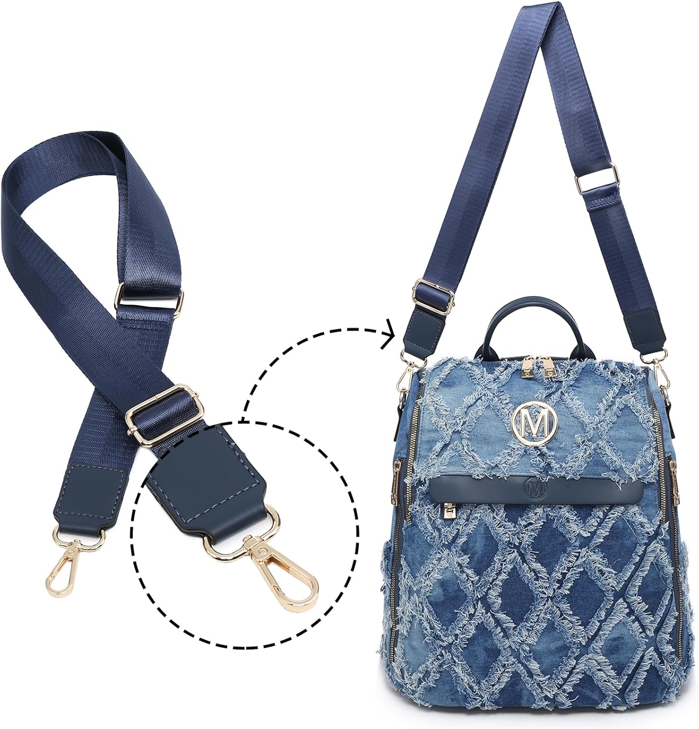 MKP Women Fashion Backpack Purse Jean Denim Handbag Anti-Theft Rucksack Travel College Shoulder Bag with Wristlet | Fashion, Purse, Handbag, Rucksack, Travel, College - Image 3