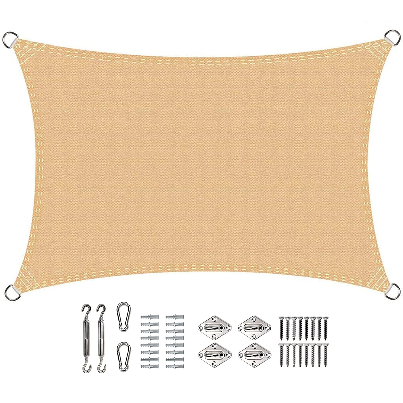 GAIJUAN Sonnensegel 3,5 X 6,5 M – Cremefarben, Wasserdicht, Mit 4x 1,5 M Seilen – Für Terrasse, Garten & Balkon