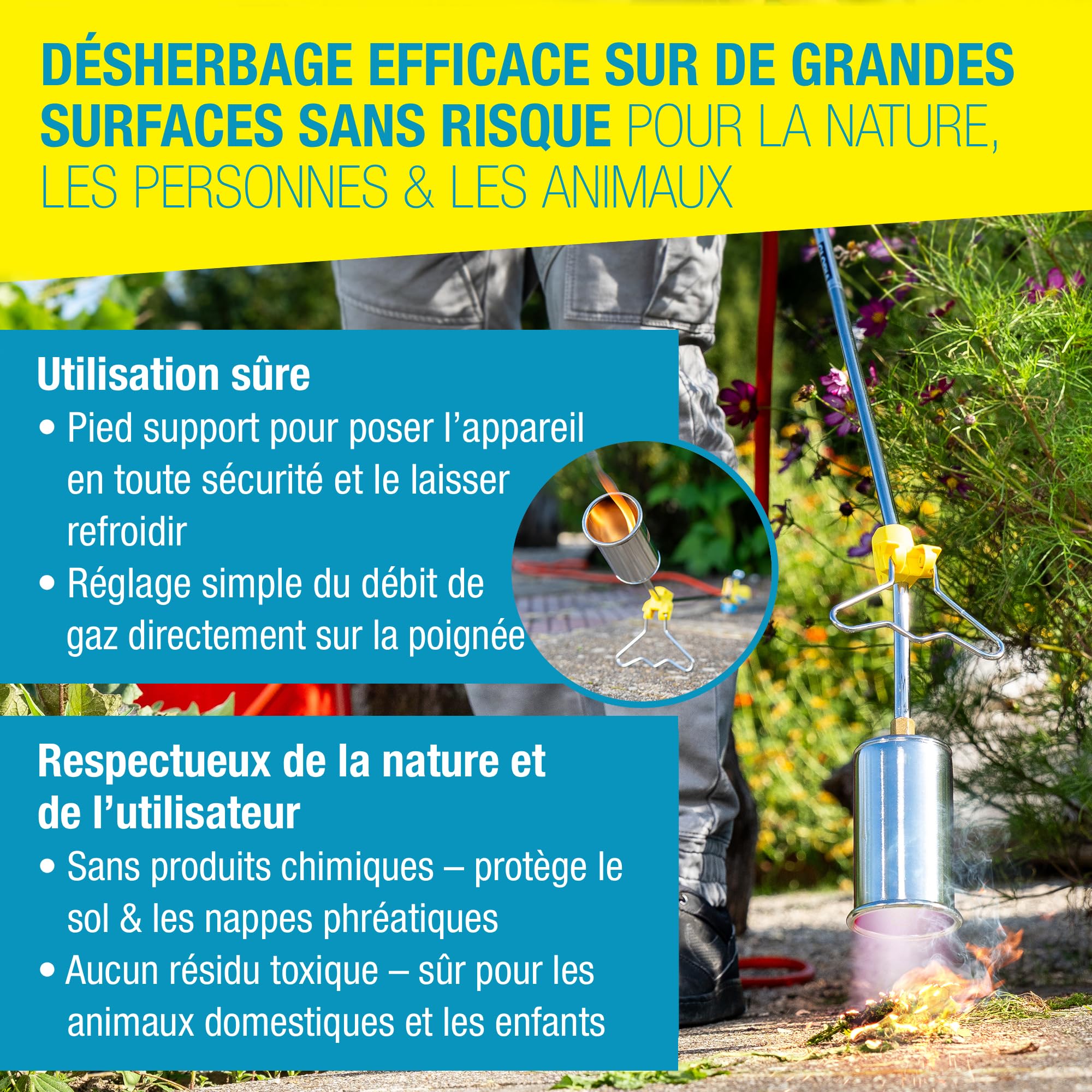Gloria Désherbeur Thermique à Gaz Thermoflamm bio Professional PLUS 1000 °C pour Grandes Surfaces