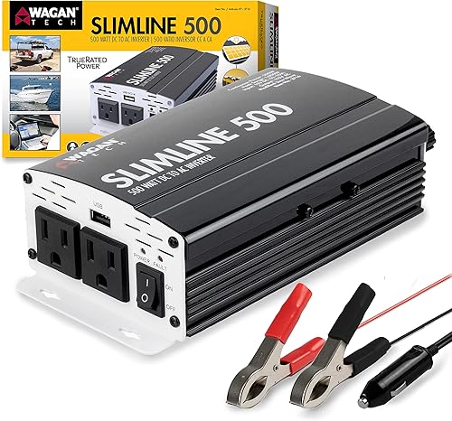 Wagan EL3732 Slimline Plus - Inversor de corriente de CA a CC de 1250 W, 1250 W, potencia de sobretensión continua de 2600 W, CC de 12 V a CA,