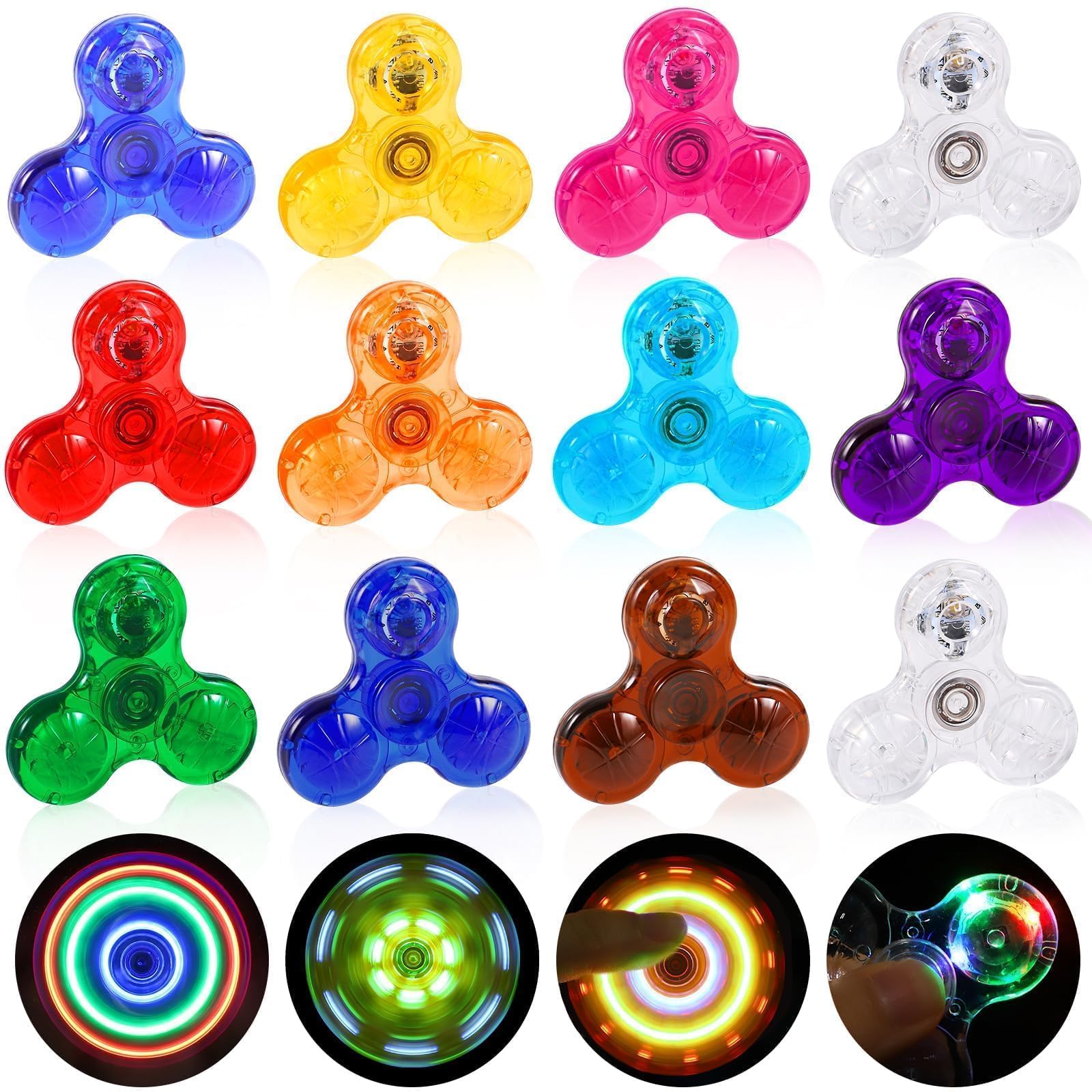 ANGGIKO Fidget Spinners 12 Pack, Light Up Fidget Spinners Bulk Christmas Stocking Stuffers Gifts, Goodies Bag Stuffers, Glow in The Dark Christmas