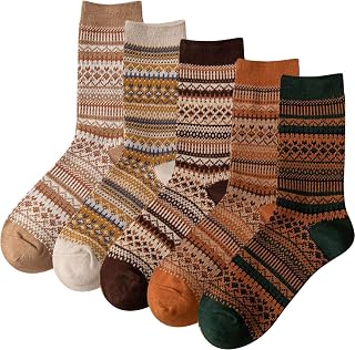 Daphene Women's Ethnic Vintage Socks | Premium Combed Cotton Warm | Retro Patterns Breathable Stretch Design | Holiday Gifts