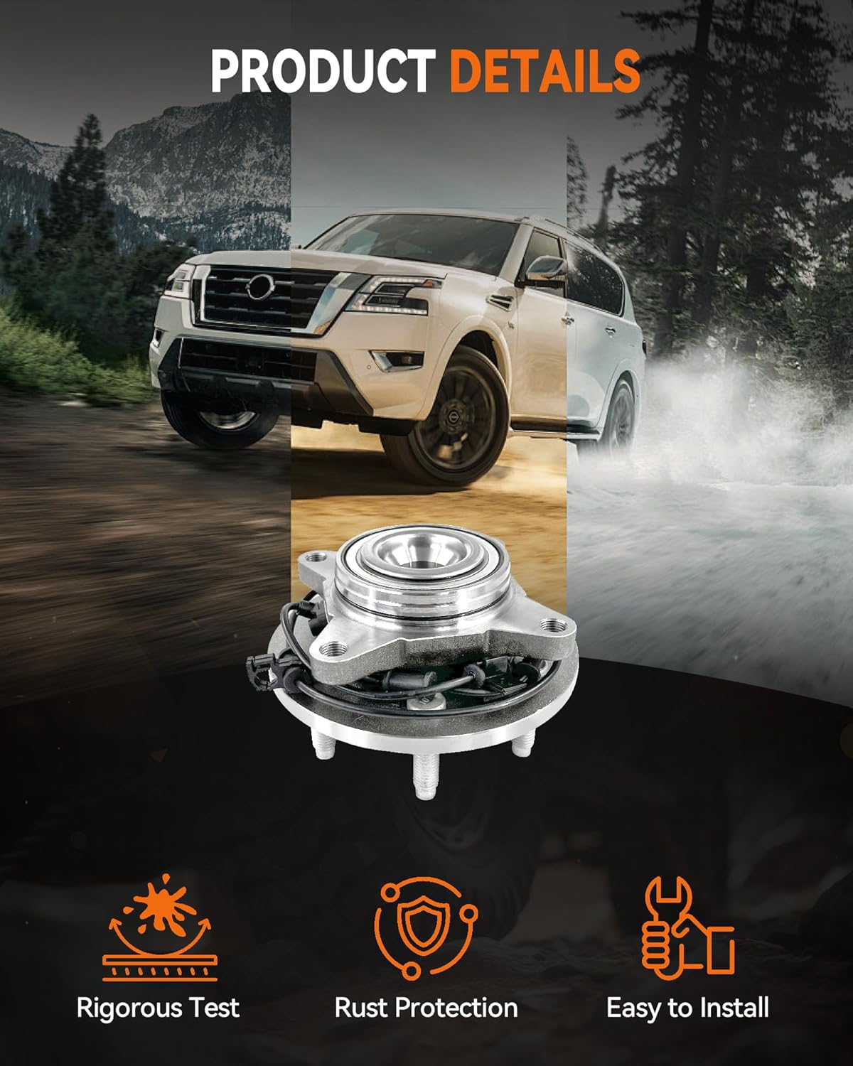 2Pcs 515042 Front Wheel Bearing Hub Assembly Compatible with Ford Expedition 2003-2006, for Lincoln Navigator 2003-2006, 2WD, 6 Lug