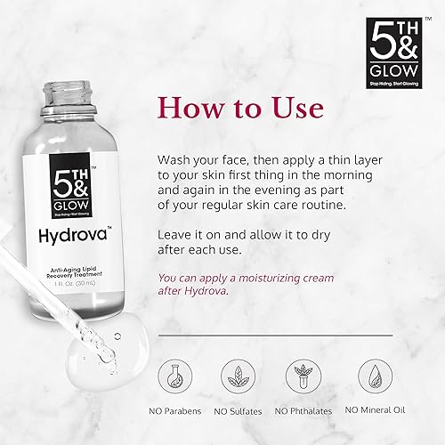 Miniatura 5 de 5th & Glow Hydrova - Suero facial antienvejecimiento, hidratante facial para piel seca para líneas finas y arrugas, reponer, regordete y aspecto