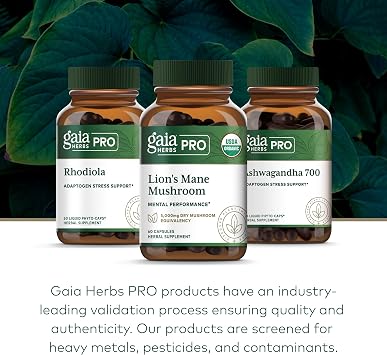 GAIA HERBS PRO Lion's Mane Mushroom - Supports Brain & Neurological Health* - Organic Mushrooms - Gluten-Free - 60 Capsules (30 Servings)