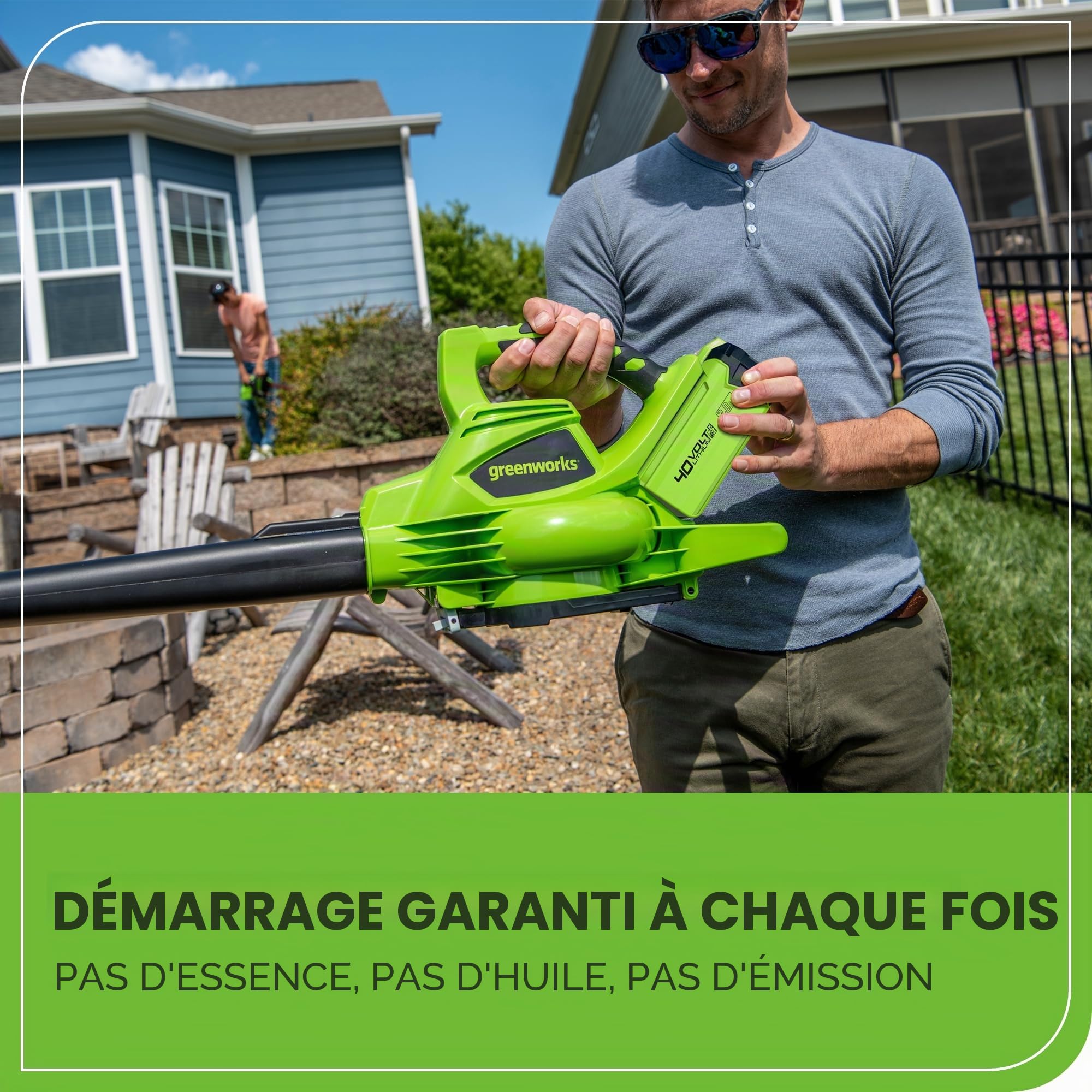 Greenworks GD40BV 40V Aspirateur Souffleur Sans Fil Sans Balais 280 km/h 9,63 m³/min Sac Mulching 45L