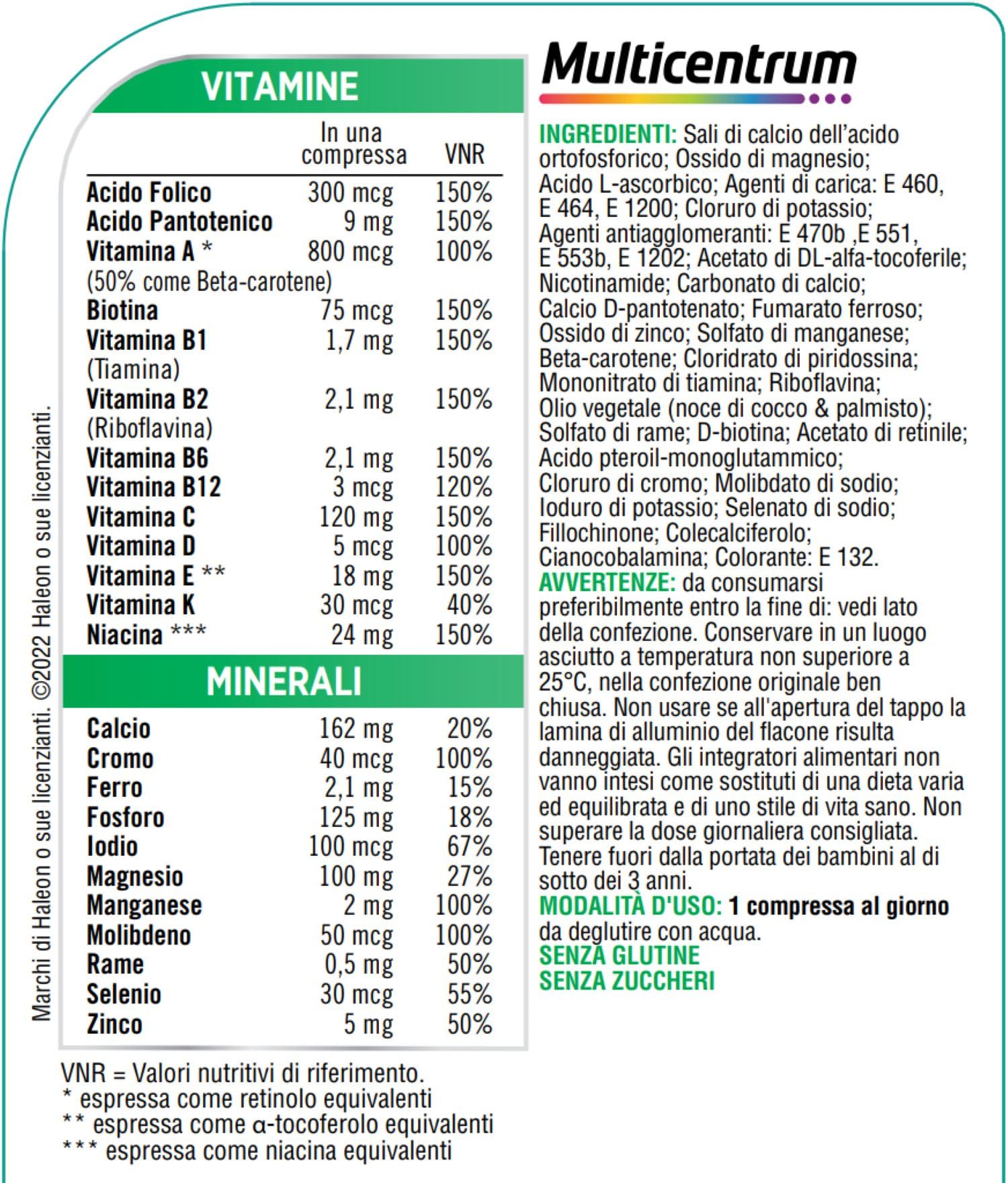 Multicentrum Adulti 50+, Integratore Multivitaminico Completo, 90 Compresse | con Vitamina B e D