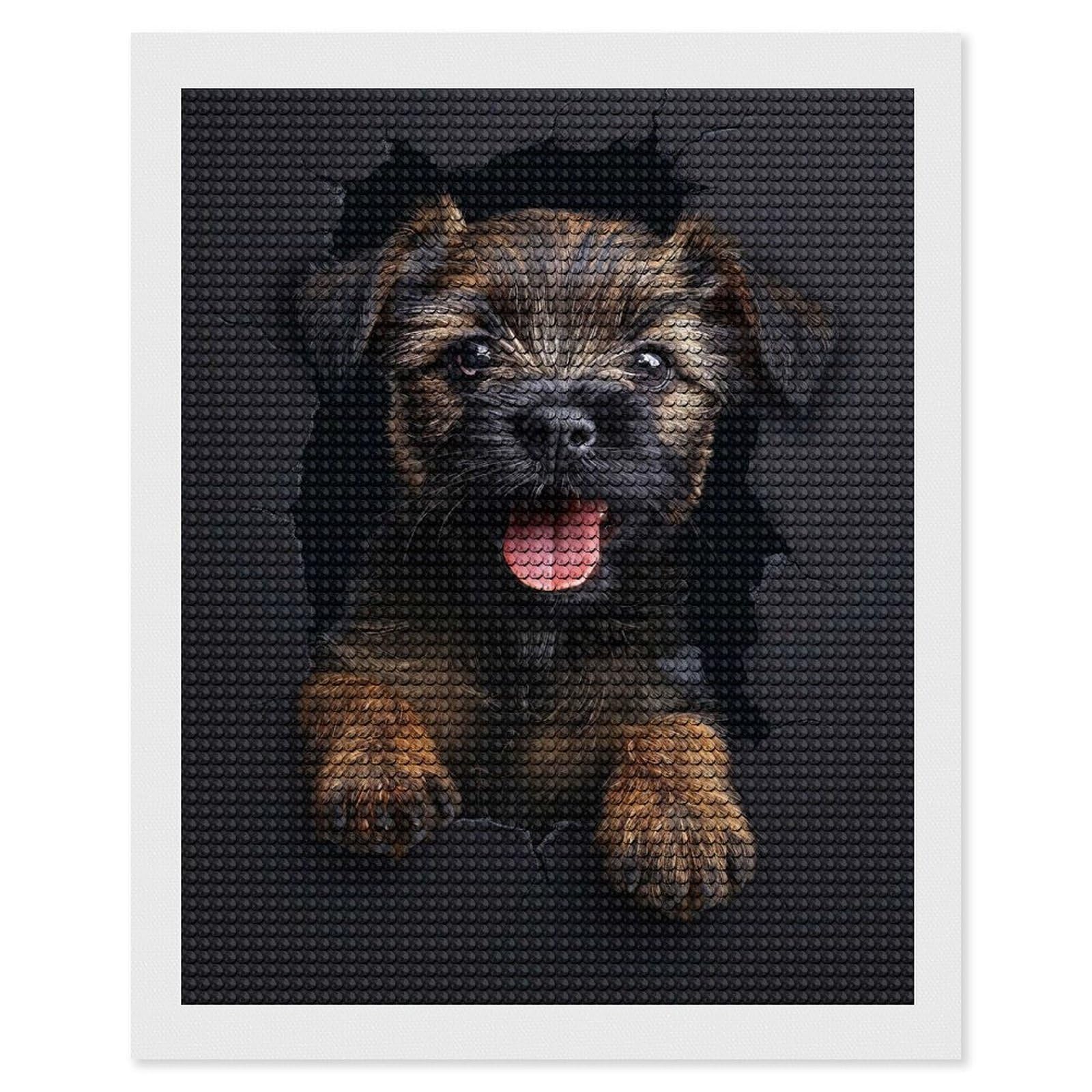 Junmoney Border Terrier(2) Full Drill Diamond Painting Kit 16"x20", for Teens, Adhesive Canvas, Bedroom Decor, Holiday Gift Idea