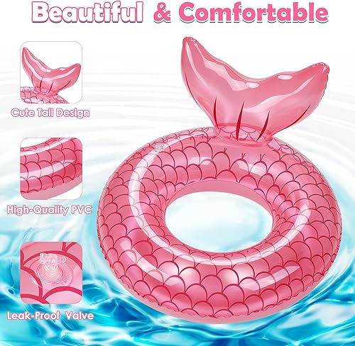 Miniatura 3 de HeySplash Pool Floats Kids, Inflatable Swimming Ring Swim Tube Floaties, Summer Water Fun Beach Party Swimming Pool Toys for Kids Children Water