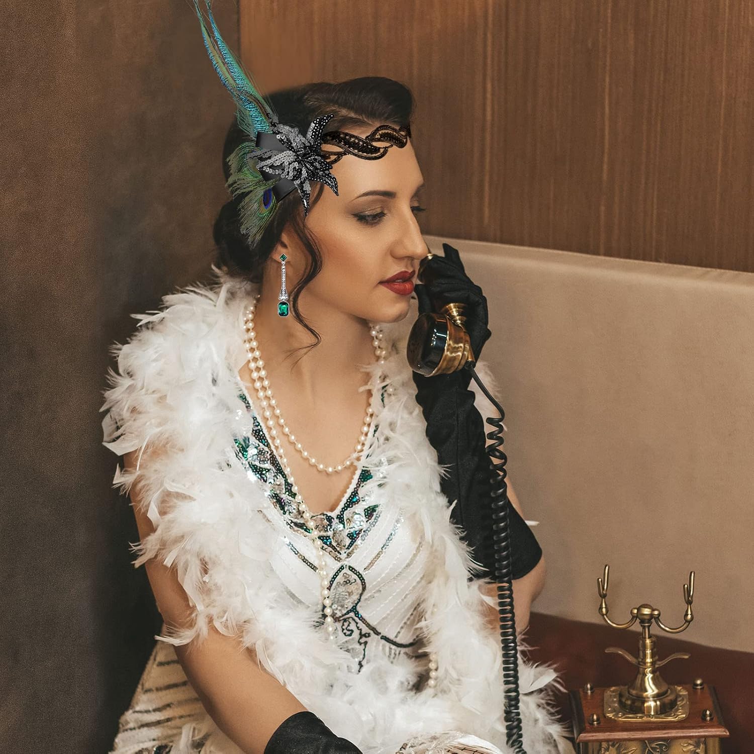 PLULON 1920s Flapper Great Gatsby Accessories Set Fashion Roaring 20's Theme Set - Image 3