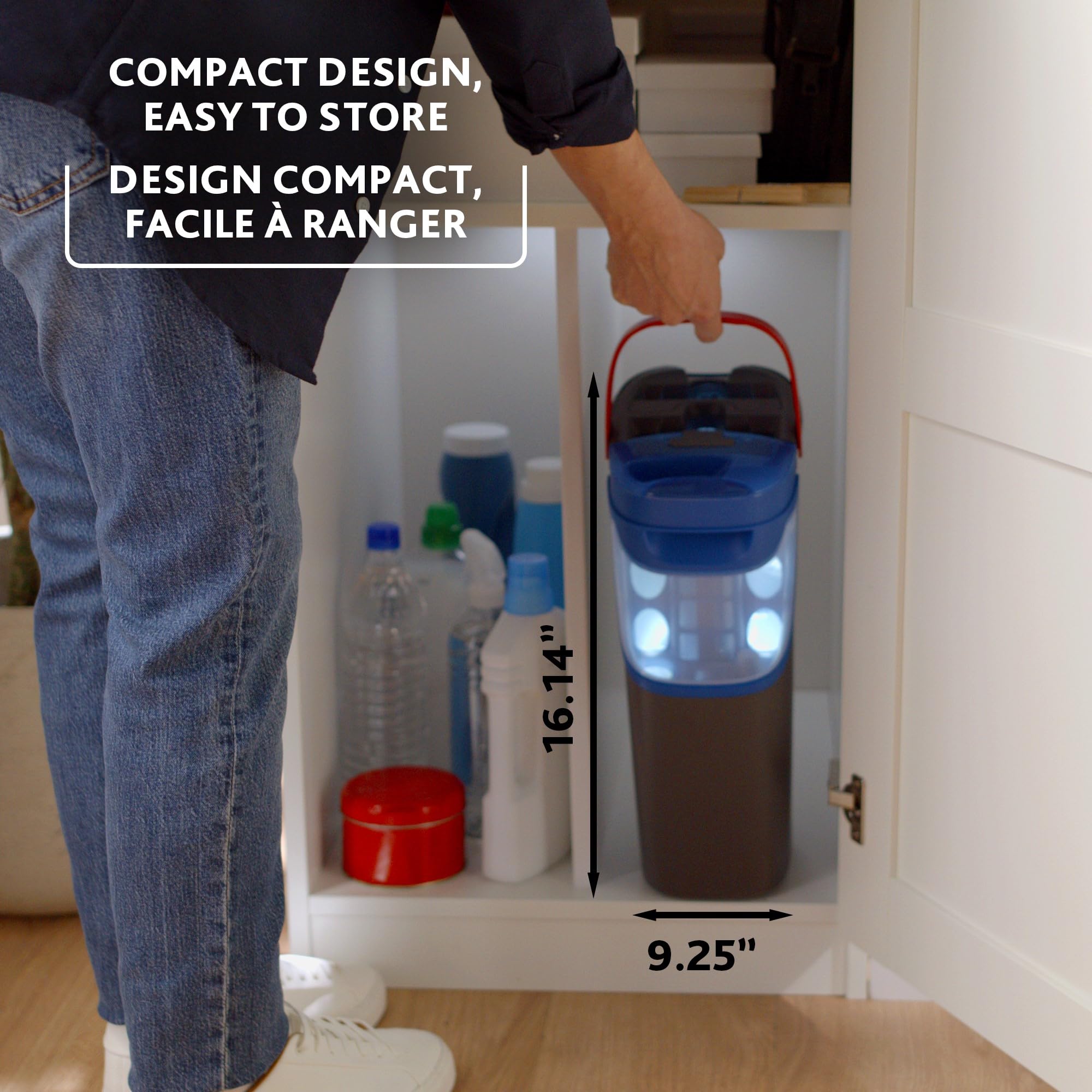 Vileda H2prO Ensemble | Séparation de l'eau 100 % propre et sale | Balai mural, outil de nettoyage de plinthe | Tête de balai microfibre réutilisable lavable en machine