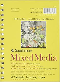 Strathmore 300 Series Mixed Media Paper Pad, Side Wire Bound, 5.5x8.5 inches, 40 Sheets (117lb/190g) - Artist Paper for Adults and Students - Watercolor, Gouache, Graphite, Ink, Pencil, Marker